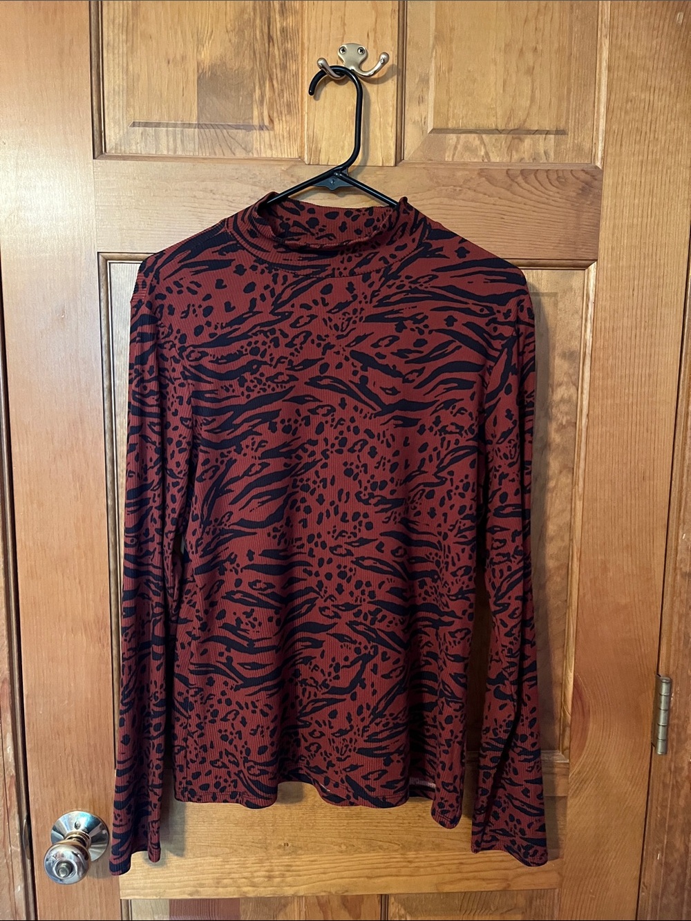 No Boundaries Rust and Black Animal Print Ribbed Top